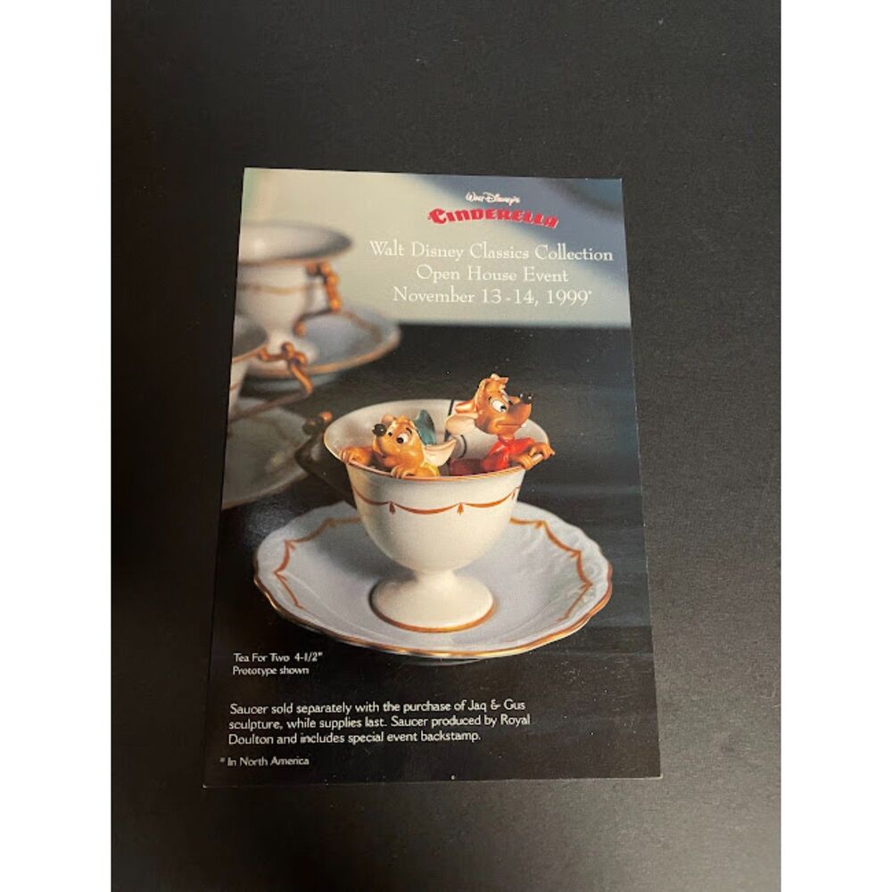 WDCC Disney Postcard Cinderella Jaq & Gus "Tea for Two" 1999 6x4